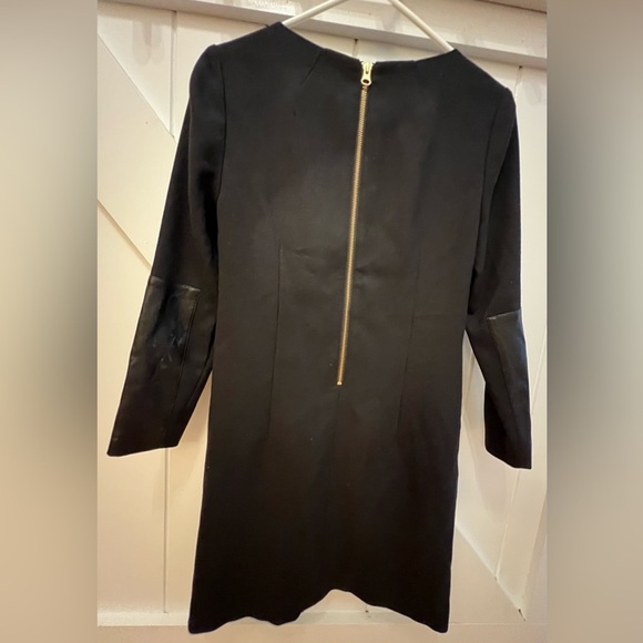 NWT JCrew Black Dress with Gold Accent Zippers and Faux Leather Cuffs - Picture 7 of 12